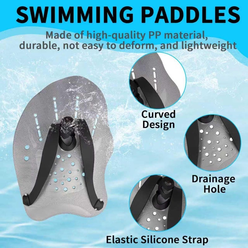 MCSDFN 2 Pcs Swim Hand Paddles, Swim Paddles with Adjustable Straps for Lap Swimming Training Hand Paddles for Novice and Professional Use - Image 4
